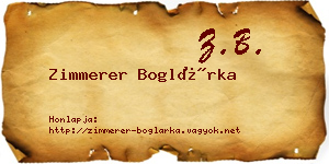Zimmerer Boglárka névjegykártya